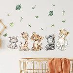 autocollant mural animaux forêt dessin animé décoration chambre bébé fille garçon sticker murale pvc