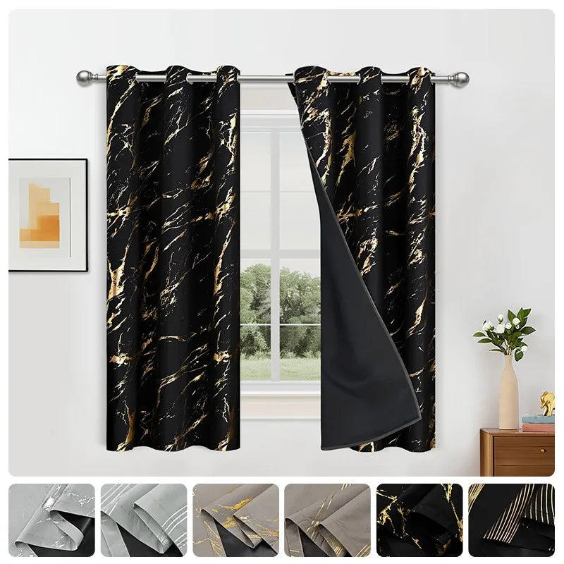 rideaux noir doré marbré ondulés opaques isolation thermique 100x250cm 132x241cm moderne élégantôtel