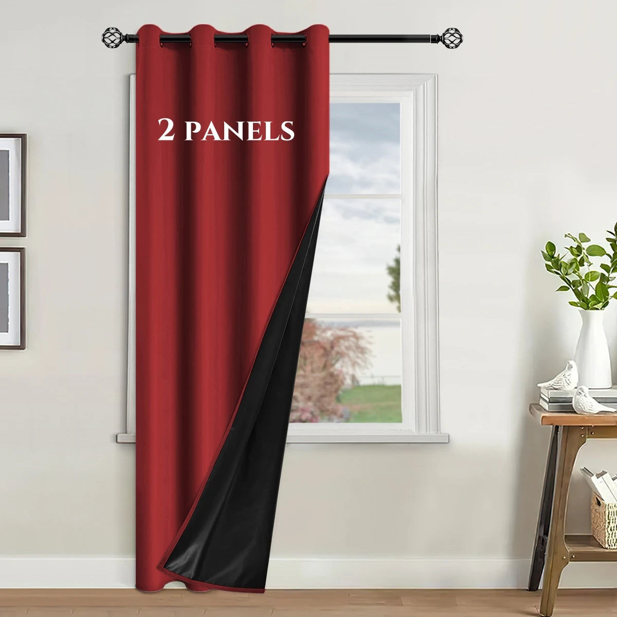 rideau moderne 100% polyester rouge uni opaque tringle salon chambre