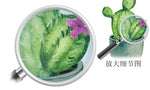 sticker mural cactus floral illustration aquarelle adhésif vert beige bleu
