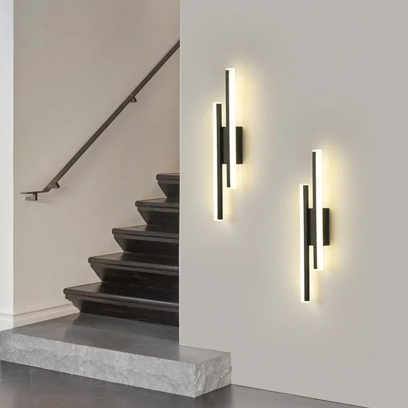 applique murale led moderne noir rectangle minimaliste éclairage quotidien fixée mur lumineux aluminium