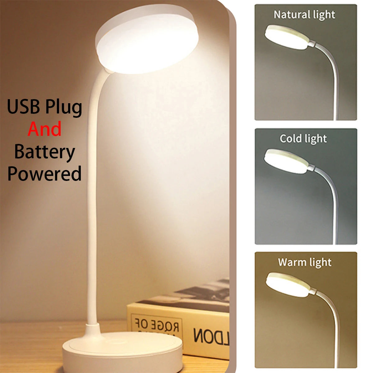 lampe led rechargeable blanc moderne minimaliste interrupteur bouton poussoir port usb piles aa