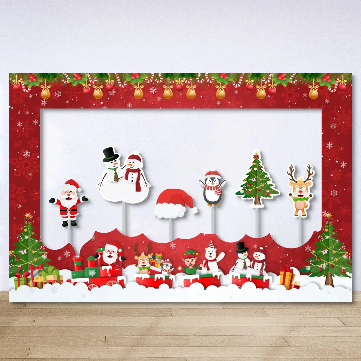 Cadre photo Noël saphir profond en gros plan montrant les détails décoratifs
