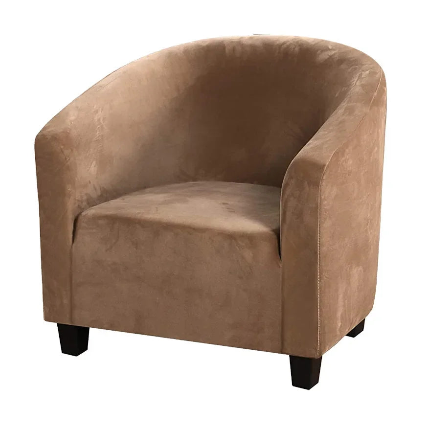 Housse fauteuil velours gris foncé étirable moderne élastiques canapé intérieur extérieur