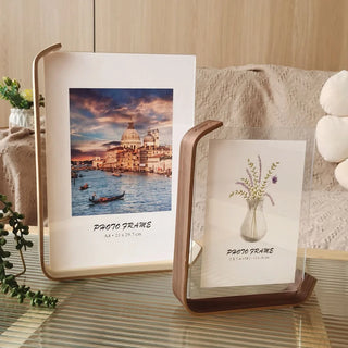 Cadre photo double face en bois acrylique A4 pour salon et bureau - Ombre Interieur
