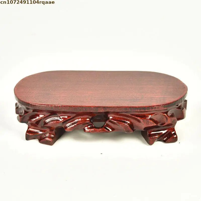 support bois rouge artisanal gravures décoratives traditionnel vase théière figurine bonsaï decoration maison