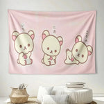 tapisserie cartoon ours mignons rose clair expression différente décoration murale chambre enfant durable machine
