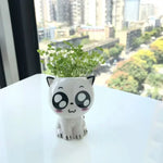 vase céramique glacé cartoon chat sourire plante décoration diy blanc erotique