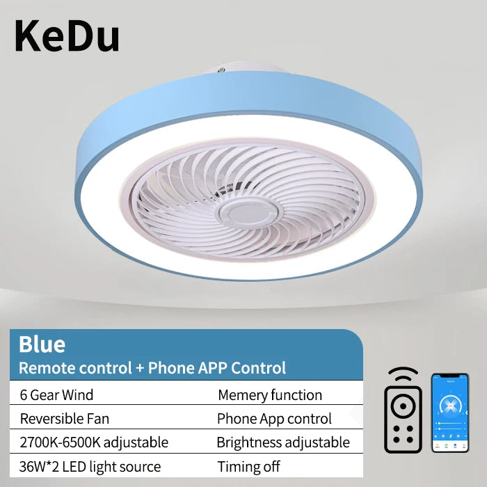 ventilateur lampe led moderne blanc noir doré gris rose bleu rond lisse