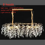 lustre moderne pendentif cristal doré feuilles stylisées led salon chambre