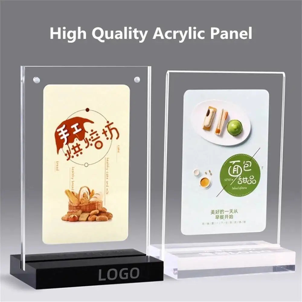 cadre photo acrylique transparent clips moderne support panneau publicitaire base vertical horizontal
