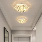 lampe moderne transparente fleurs dorées élégante invisible led chambre salon