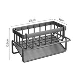étagère cuisine moderne multifonctionnelle gris métallisé structure maille adhésif fixe serviette éponge vaisselle brosse