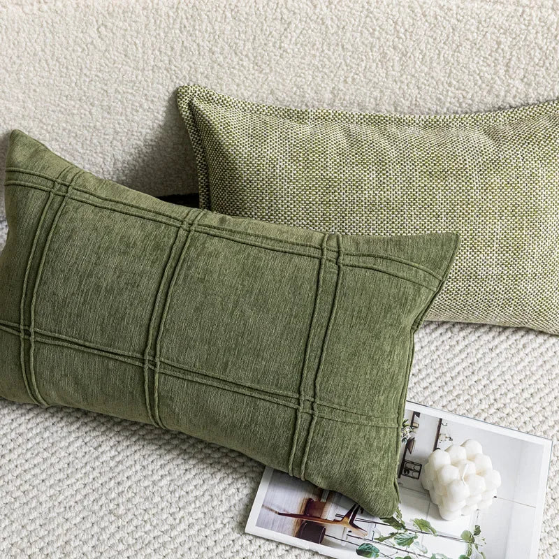 coussins décoratifs modernes nordique vert olive motif plissé texture polyester 45x45cm