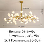 suspension lumineuse or blanc feuilles stylisées opalescente contemporaine 18 ampoules