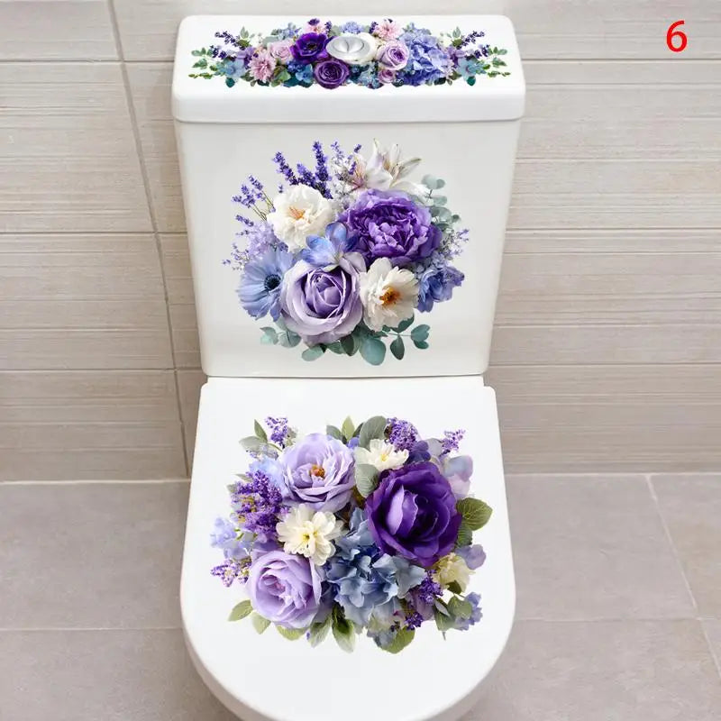 cache wc adhésif floral fleurs papillons blanc vert bleu rose violet mignon 30cmx59cm