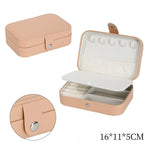 boîte bijoux multifonctionnelle simili cuir bleu marine moderne miroir portable pratique anneaux bracelets boucles