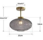 lampe suspendue moderne vert rayures opaques chambre salon led fixée éclairage