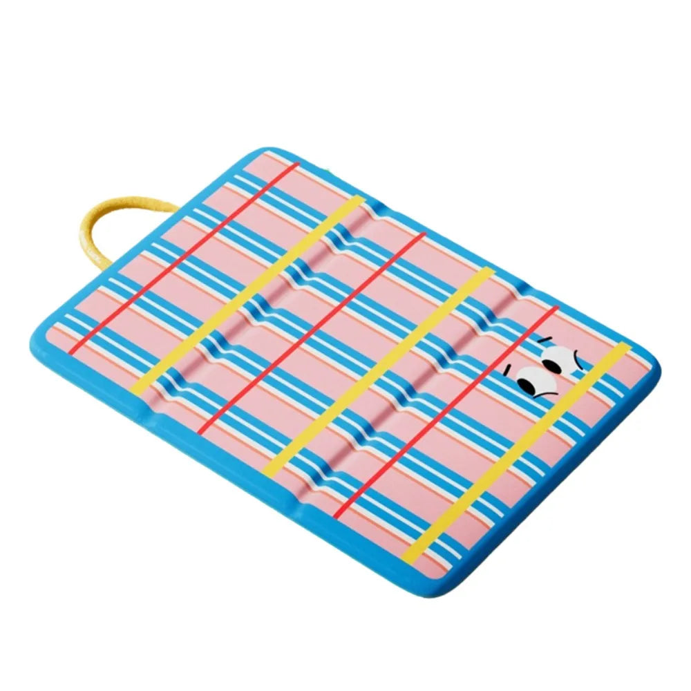 tapis rafraissant imperméable anti dérapant poignée amovible rayures horizontales moderne rose bleu jaune vert
