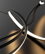 suspension lumineuse moderne aluminium noir lumière froide chaîne blanc ondulé contemporain