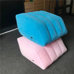 coussin gonflable velours bleu rose confortable massage jambes support ventilation aiguille fixation