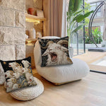 taies d'oreiller vintage motif chèvres noir blanc gris polyester peachskin 45x45cm décoration maison hospitalière