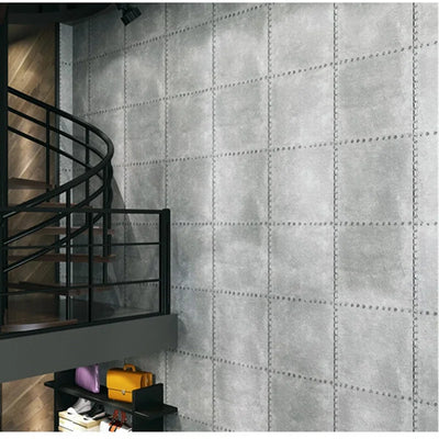Sticker mural 3D effet fer industriel rouge style loft rétro