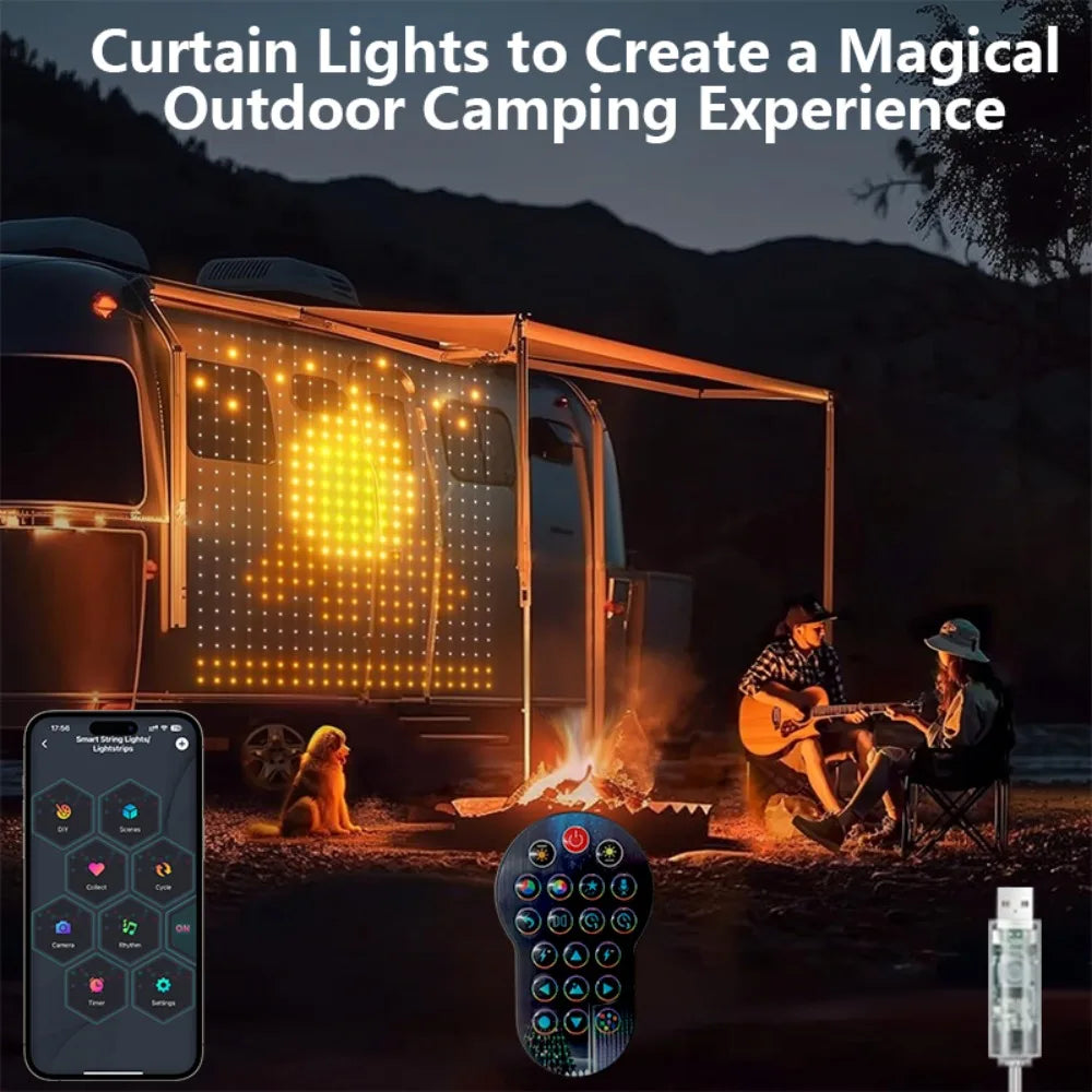 rideau lumineux led multicolore pixel art noel télécommande application mobile