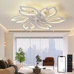 lampe led moderne télécommande feuilles stylisées blanc noir réglable