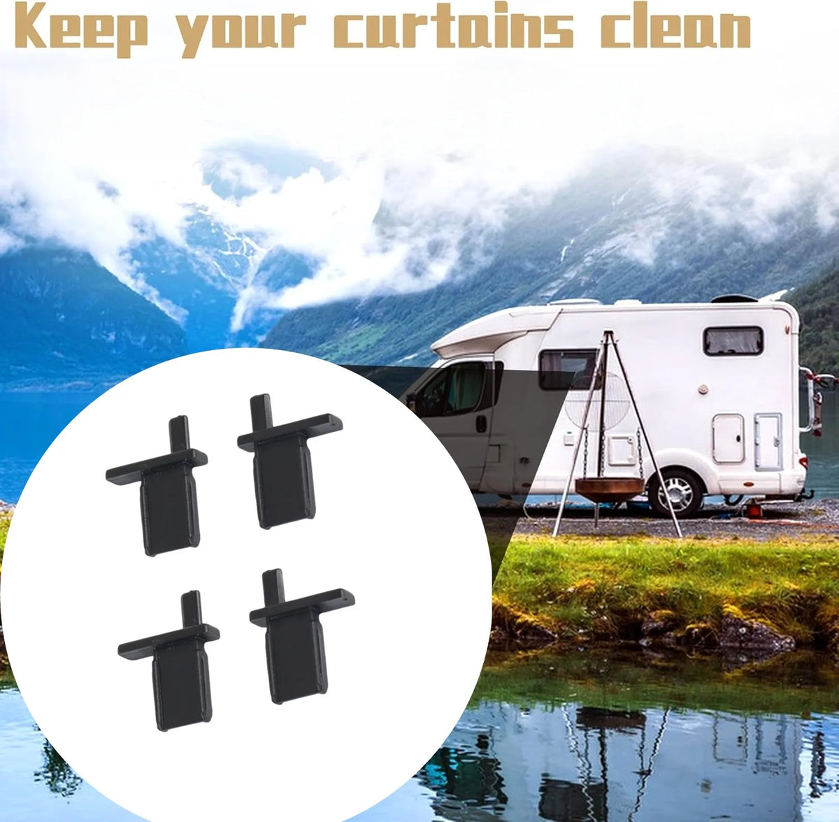 clips rideau fenêtre noir moderne pièces fixations rideau intérieur accessoire camping caravane