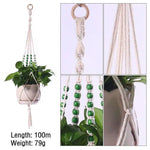 support plante suspendue macramé blanc cassé artisanal anneau métallique pot plante balcon jardinintérieur