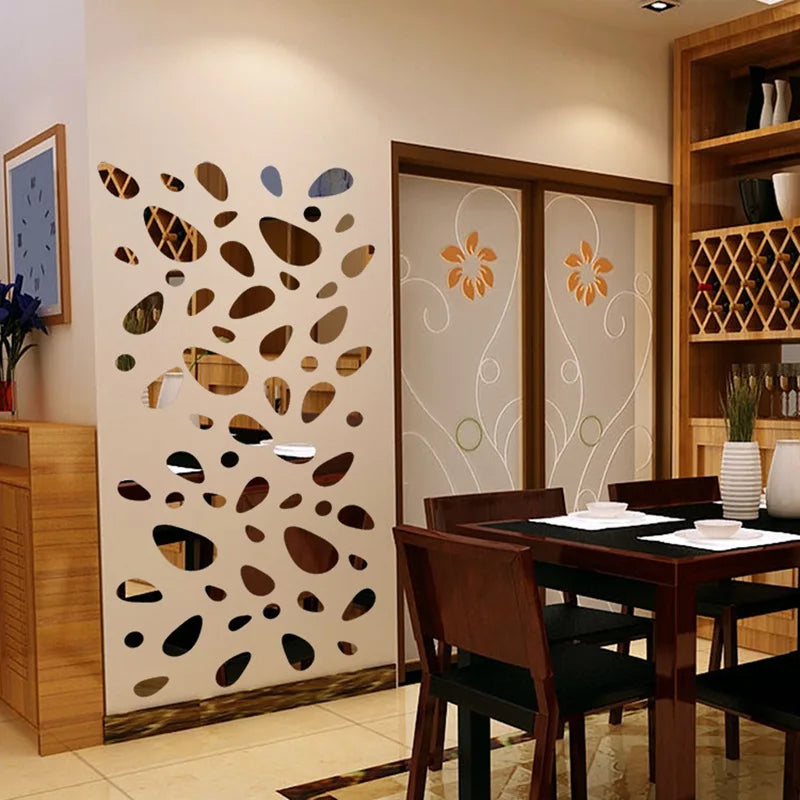 décoration murale moderne 20 pièces autocollants miroir formes ovales brillantes dorées maison