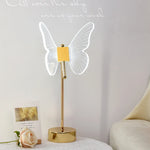 lampe table moderne papillon led or transparent décoration chambre veilleuse usb minimaliste