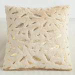 housses coussin plumes dorées fourrure moderne beige bleu rouge gris rose 43x43cm polyester respectueux