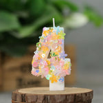 bougies décoratives chiffres fleurs paillettes anniversaire mariage multicolore blanc festive tringle fixe