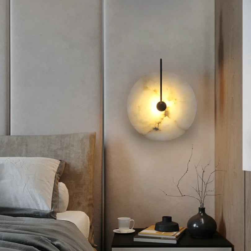 lampe murale moderne blanc veines dorées minimaliste cuisine chambre entrée salle manger