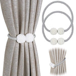boucle rideau magnétique blanches tissu coton moderne élégant clips magnétiques gris blanc