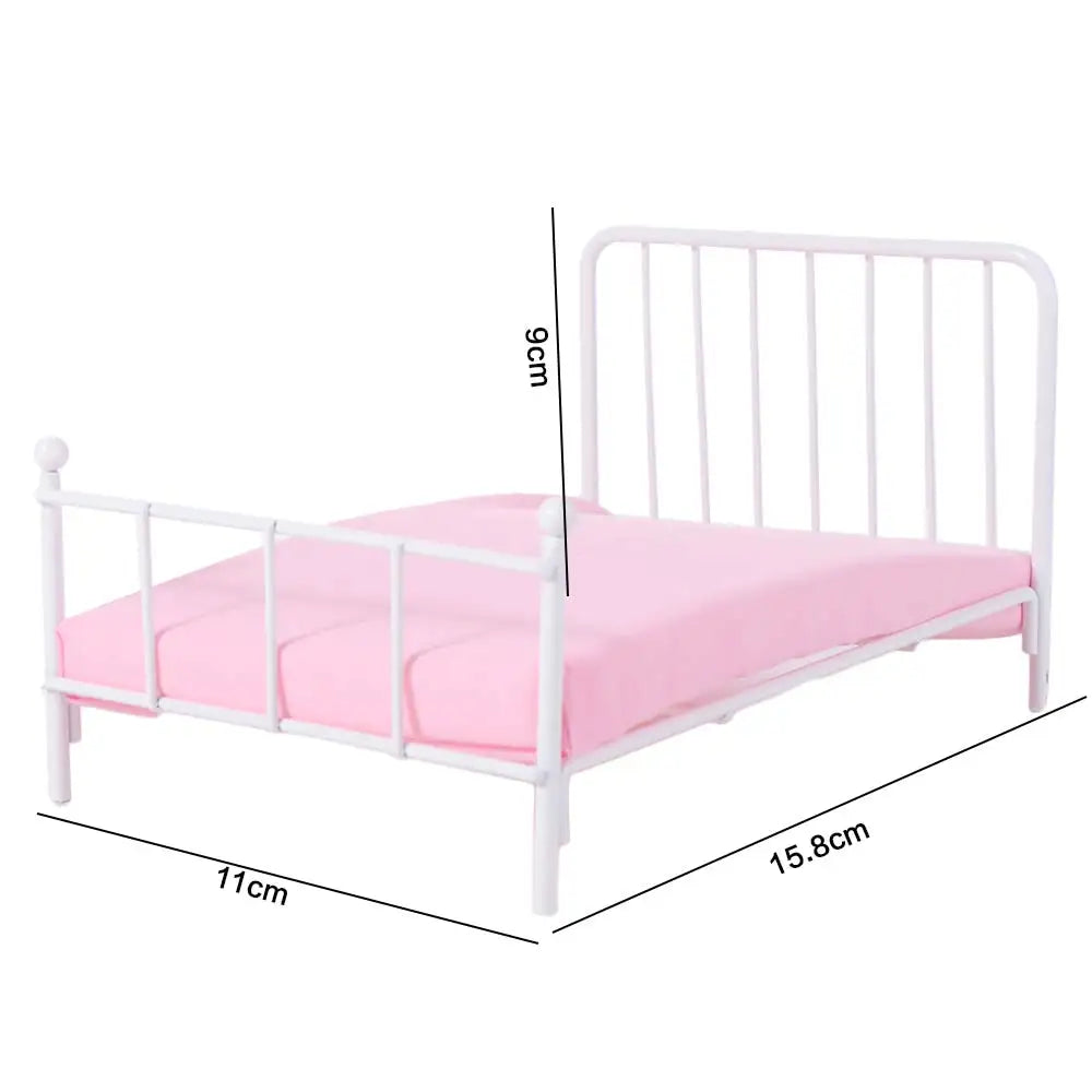 lit poupée rétro or blanc vintage fer forgé mini chambre 112 draps