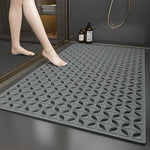 tapis bain douche PVC géométrique texturé moderne ventouses gris bleu minimaliste