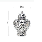 vase moderne or blanc argent réseau géométrique élégant poignée couvercle