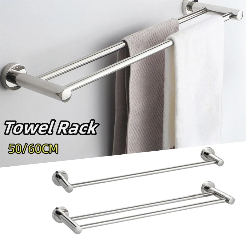 porte serviettes mural acier inoxydable 50cm 60cm single double moderne vis fixations