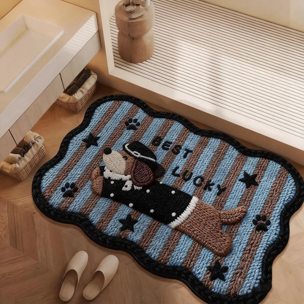 tapis décoratif intérieur antidérapant motifs animaux ours chat enfantin texture poilue