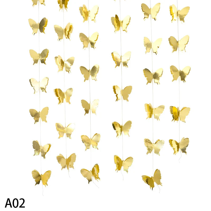guirlande papillons 3d multicolore moderne adhésif mariage anniversaire décoration événement festive