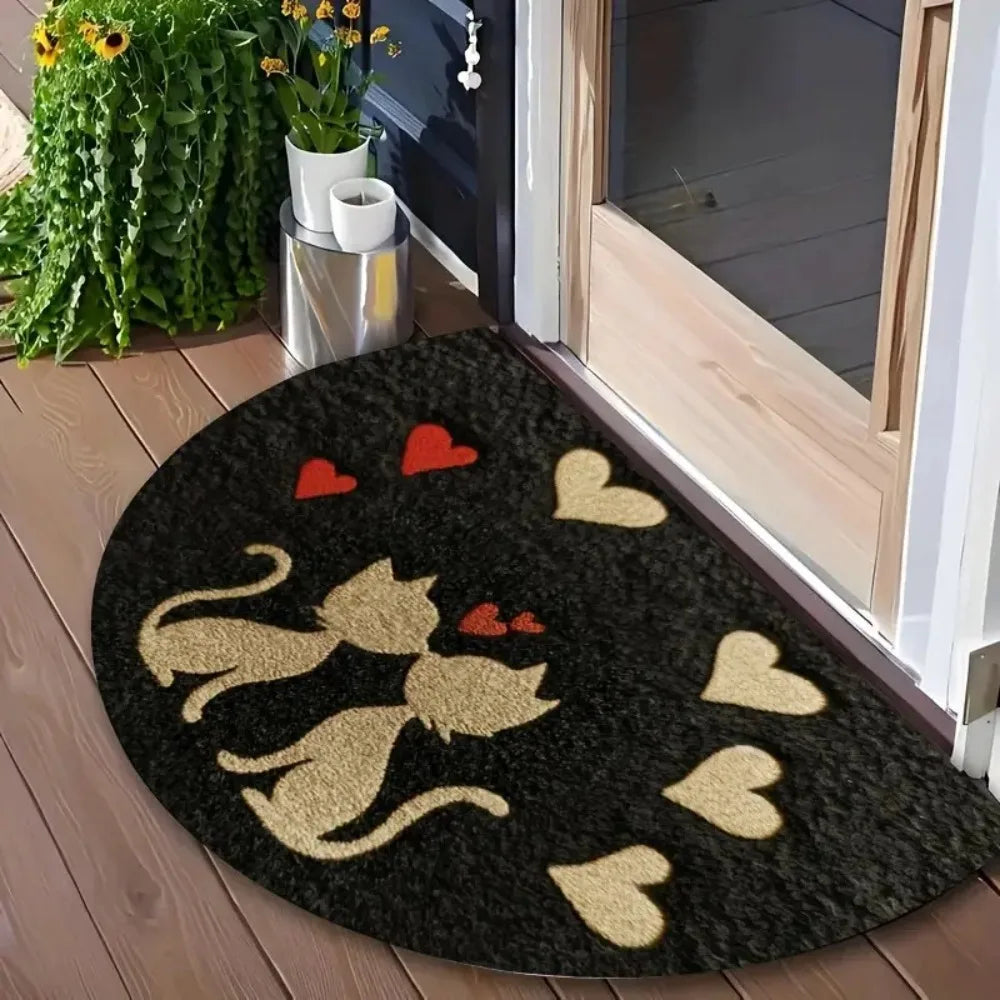 tapis d'entrée antidérapant chatons mignons motifs floraux moderne multicolore rouges verts bleus noirs 40x60cm