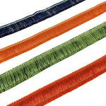 ruban frisé texturé bleu marine orange vert franges opacité decoratif maison textile