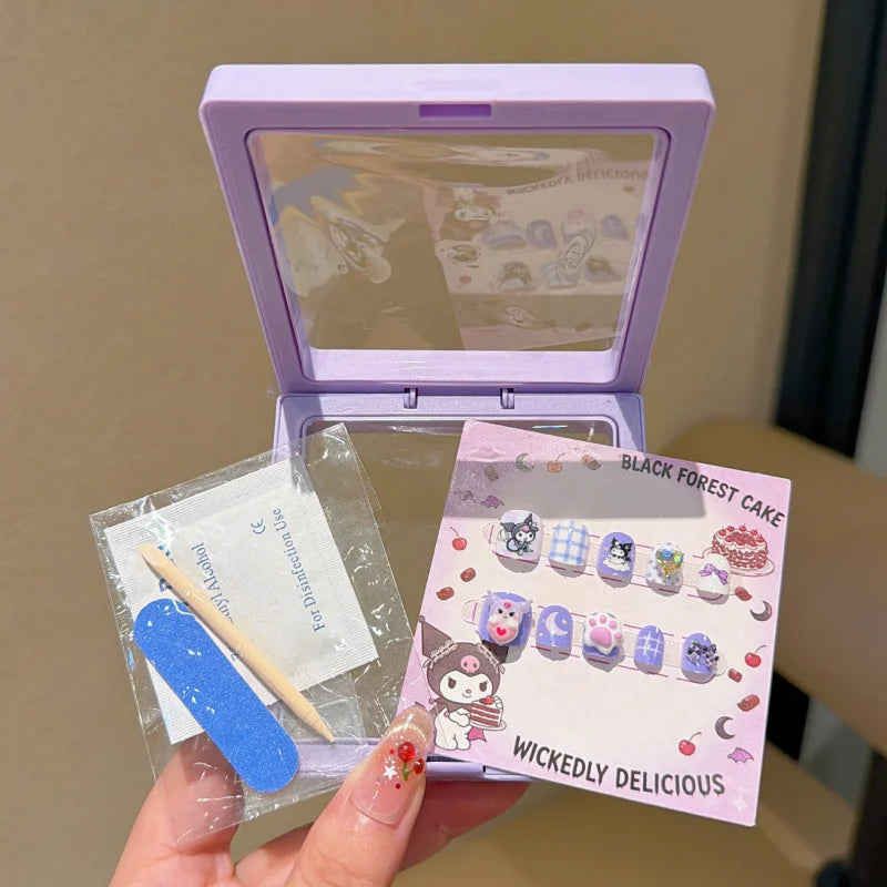 autocollants ongles dessins animés gâteaux sandwichs violet rose blanc opaques cartoonaufs présentation stylo serviette