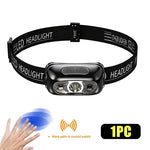 lampe frontale led rechargeable usb étanche aimant ceinture noire moderne