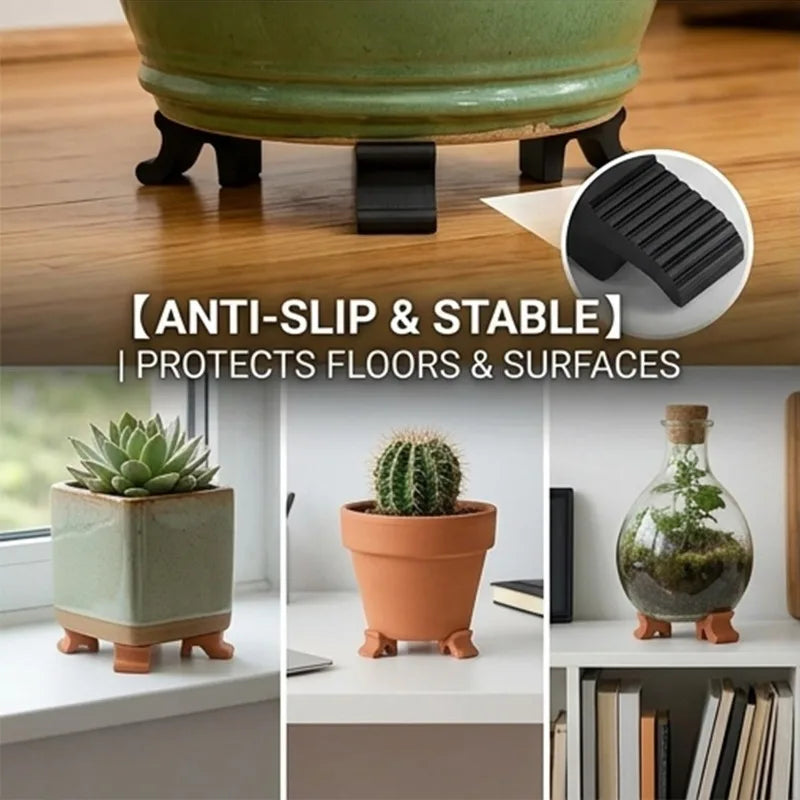 supports pots fleurs marron noir blanc texture moderne minimaliste clips adhésifsextérieurintérieur