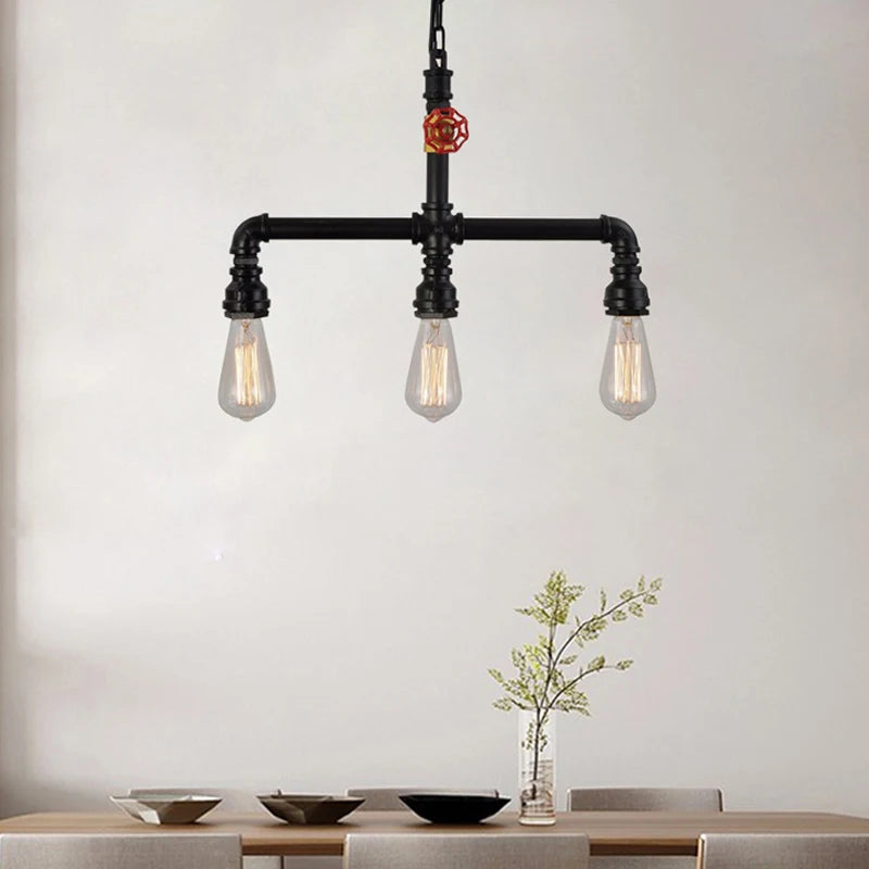 Lampe suspendue industrielle bronze noir rouge verre transparent chaîne métallique E27 vintage 10 15m²