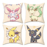 coussin pokémon évee jolteon umbreon illustration dessin animé 30x30cm 40x40cm 45x45cm 50x50cm polyester cotton